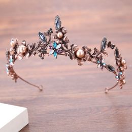 Vintage Gold Crystal Bridal Tiaras And Crowns 5 31cm Baroque Korean Princess Birthday Jewely Wedding Headpieces Women Rhinestone C303i