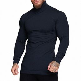 new 2024 Men T Shirt Solid Color Velour Turtleneck Lg Sleeve Casual Undershirt Men Cozy Streetwear Leisure Camisetas M6Wf#