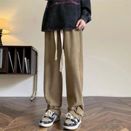 Men's Pants American Khaki Corduroy Men Velvet High Street Slit Slightly Flared Straight Leg Sweatpants Bottom Male Clothes