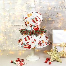 Dog Apparel Holiday Dress Festival Clothing Snowflake Skirt Christmas Atmosphere Gift Supplies Light Pet