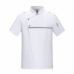 summer Chef White Shirt Restaurant Kitchen Cook Work Uniform Catering Bakery Waiter Overalls Cooking Work Clothes men D8FT#