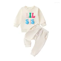 Clothing Sets Baby Girl Fall Winter Outfits Big Sister Little Matching Clothes Letter Print Crew Neck Long Sleeve 2Pcs Set