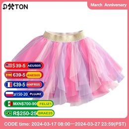 Dxton meninas saia retalhos tutu saia pettiskirts festa de aniversário meninas roupas primavera e inverno saia crianças vestidos 240325