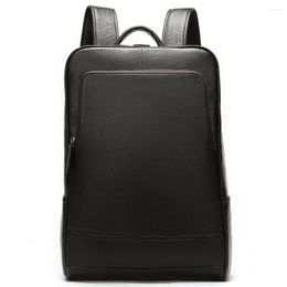 Backpack 2024 Fashion Genuine Leather Men's Men Male Business Bag Schoolbag Man Real Natural Backpacks 15.6 Inch