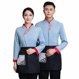 hot Pot Waiter Workwear Women's Catering Lg-Sleeved Hotel Chinese Uniform Restaurant Clothing Autumn and I8Wo#