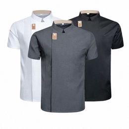 chef Jacket for Men Women Short Sleeve Cook Shirt Bakery Restaurant Waiter Uniform Top Chef Accories Apr Chef Coat q1sp#