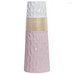 Vases 11Inch Pink White Gold Finish Ceramic Flower Vase Home Decor And Table Centrepieces Perfect Gifts For Friends