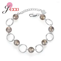 Strand High Standard Bracelet 925 Sterling Silver Grey Onyx Stone Made Woman Bangle Jewelry Korean Style Fashionable Resizable