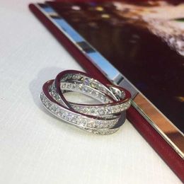 Brand Pure 925 Sterling Silver Jewellery For Women 925 Silver Rings Wedding 3 Around CZ Ring Wedding Engagement Silver Rings272g