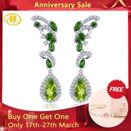 Dangle Earrings Natural Peridot Diopside Sterling Silver Earring 8.2 Carats Genuine Gemstone Elegant Romantic Fine Jewelrys Original Designs