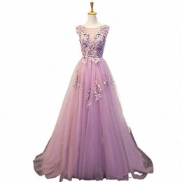 elegant Lg Evening Prom Dres For Women 2023 Summer Chiff Sleevel Strap Lace Mesh Ball Gown Formal Party Dr O1Uq#