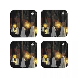Table Mats Ghost Parade Coasters Coffee Set Of 4 Placemats Cup Tableware Decoration & Accessories Pads For Home Kitchen Dining Bar