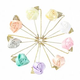 rose Boutniere Corsage Wedding Boutniere Pin for Men Women Silk Butthole Groomsmen Party Prom Suit Accories Brooches I9Jh#