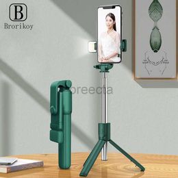 Selfie Monopods Bluetooth Wireless Selfie Stick Mini Folding Tripod Extendable Monopod With fill Light Remote Shutter For IOS Android Phone Hold 24329