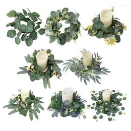 Candle Holders Christmas Garlands Rings Simulation Mini Wreaths For G2AB