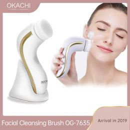 Collars Okachi Gliya Electric Facial Cleansing Brush Deep Pore Cleaning Face Cleaner Beauty Tool Waterproof Usb Rechargeable Gold