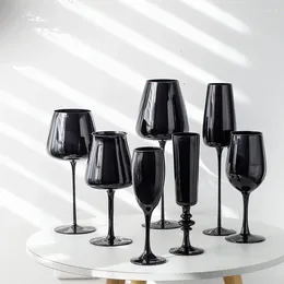 Wine Glasses Black Slim Goblet Porcelain Crystal Glass Bordeaux Burgundy Home Decoration Ornaments Champagne Cups