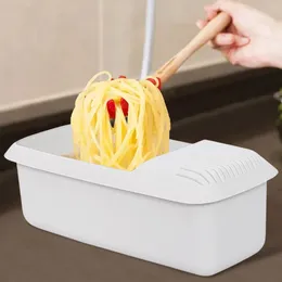 Storage Bottles Microwave Pasta Cooker With Strainer Heat Resistant Boat Steamer Vegetable Noodle Cooking Box Tool Kitchen Accessories