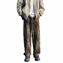 2000s Clothes Y2K Fi Leopard Baggy New Jeans Kpop Pants For Men Harajuku Straight Women Cott Lg Trousers Pantali Uomo n7MX#
