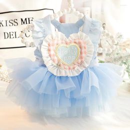 Dog Apparel Pet Clothes Princess Bubble Skirt For Dogs Clothing Cat Small Heart Suspender Dress Sweet Thin Summer Girl Products 2024