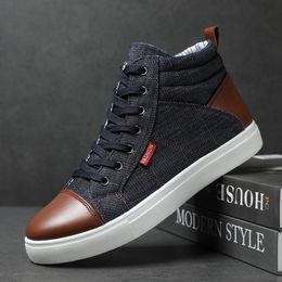 Stivali da uomo della moda classici Desinger Hi-top Boot Denim Outdoor Denim dimensione 39-47 Blu Black di alta qualità per maschio