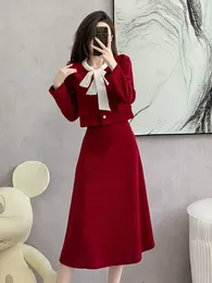 Two Piece Dress French Style 2024 Spring And Autumn Elegant Corduroy Women's Suit Jacket Top Slimming Long Half Skirt Office Lady Two-piece