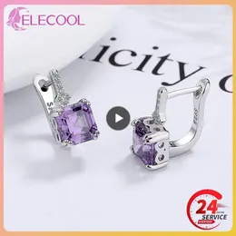 Hoop Earrings Fanqieliu Stamp 925 Silver Needle Square Crystal For Women Trendy Jewellery Girl Gift FQL22206