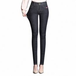 retro women jeans plus size Stretch Pencil denim pants female high waist Classical black Casual Skinny Cowboy Tights Trousers L7gX#