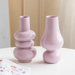 Vases Purple Ceramic Vase Nordic Classic Flower Arranging Appliance Home Decor Table Ornaments Living Room Light Luxury Crafts