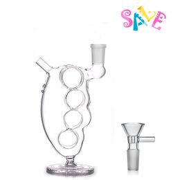 Wholesale Protable Smoking tobacco water pipe Newest Creative design glass dab rig bong with 14mm male oil burner bowl for smoking dry herb with support base