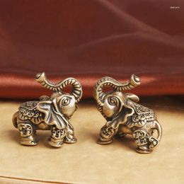 Decorative Figurines Solid Brass Lucky Elephant Office Desktop Decorations Accessories Crafts Vintage Copper Animal Ornaments Home Decor