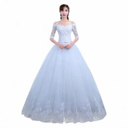 2020 New Wedding Dr Bride with Sleeves Korean Versi Summer Lg-sleeved Lace One-shoulder Women e3Bi#