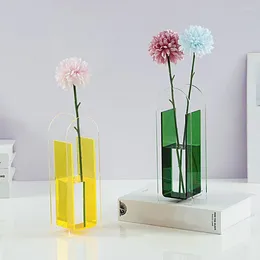 Vases Acrylic Vase Lightweight Exquisite Stable Base Living Room Semitransparent Decorative Flower