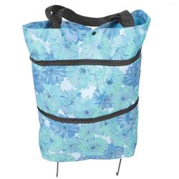 Storage Bags Folding Trolley Wheel Shopping Bag Reusable Grocery Collapsible