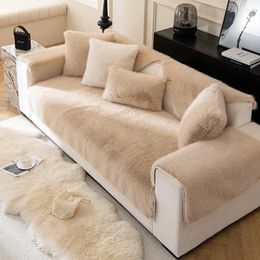 Chair Covers Mink Velvet Sofa For Living Room Warm Thickened Pad Anti-Slip Covrs Winter Blanket Couch Cushion Home