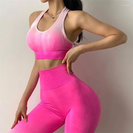 Active Sets 2Pcs Seamless Yoga Set Gym Fitness Clothing Women Suit Sportswear Female Workout Leggings Top Sport Clothes Training