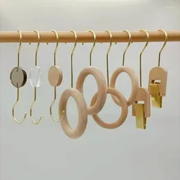 Hangers Ring Hat Clip Creative S-shaped Circle Un-breakable Multi-function Wholesale Home Storage Rack Scarf Holder Wood Double-headed