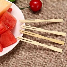 Forks Environmental Banquet BBQ 100Pcs Wooden Dessert Picks Buffet Disposable Fruit Party Bamboo