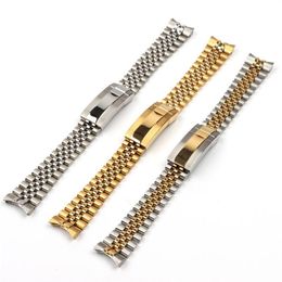 Watch Bands 20mm Silver Gold Stainless Steel WatchBand Replace For Strap DATEJUST Band Submarine Wristband Accessories For men345I