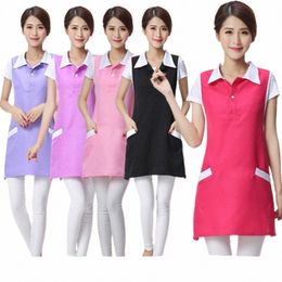 beauty sal beautician work clothes apr Korean versi fi nail waitr sleevel skirt female supermarket apr W96G#