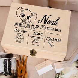 Storage Bags Custom Baby Wooden Memory Box Bron Shower Gift Personalized Infant Keepsake Birth Stats Umbilical Cord