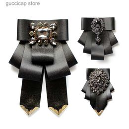 Bow Ties Mens Bow Tie Luxury Rhinestone Ribbon Korean Business Banquet Host Suits Shirt Collar Flowers High-end Wedding Bow Tie Gifts Y240329