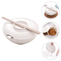 Bowls Ceramic Chopsticks Instant Noodle Bowl Japanese Rice Soup Ramen Spoon White Noodles