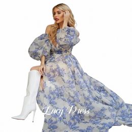 lucy Coming of Age Dr Ball Gown Wedding Organza Printing Puff Sleeves Graduati Line A Luxurious Evening Dres Prom New T5Wp#
