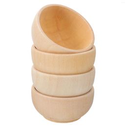 Dinnerware Sets 4 Pcs Small Wooden Bowl Bowls Flatware Model Toy DIY Supplies Simulated Kitchen Toys Child Jewelry