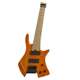 Guitar 8 Strings Headless Orange Electric Guitar with Maple Fingerboard,Offer Customize