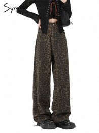 syiwidii Leopard Print Jeans Women High Waisted Korean Style Loose Denim Trousers Streetwear Baggy Retro Fi Y2k Jeans K1hr#