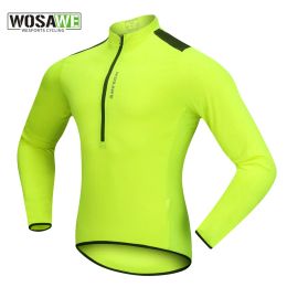 WOSAWE Reflective Cycling Jerseys Men Long Sleeve Maillot Downhill Bicycle Clothing Ropa Ciclismo Shirts Tight Bike MTB Jersey