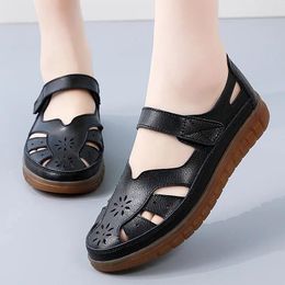 Sandals 2024 Women Summer Ladies Girls Comfortable Ankle Hollow Round Toe Woman Soft Beach Sole Female Shoes Plus Size