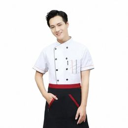 short Jackets Food Kitchen Aprs Cafe Restaurant Sleeve Jacket Chef Breasted Lg Uniforms Double Service Waiter G7GW#